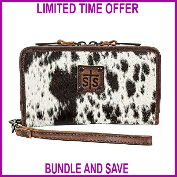 Leather Wristlet Clutch with Removable Strap, Multiple Compartments